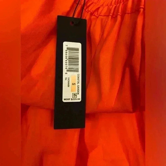 NWT DONNA KARAN NEW YORK Orange Pleated ALine Skirt in Coastal Garden Size Small - Picture 6 of 8